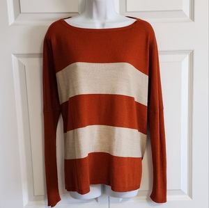 Apostrophe Womens Small Boat Neck Striped Long Sleeve Relaxed Fit Sweater Fall